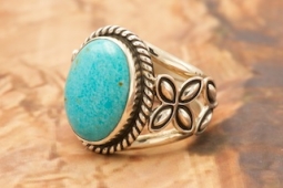 Native American Jewelry Sterling Silver Kingman Turquoise Ring